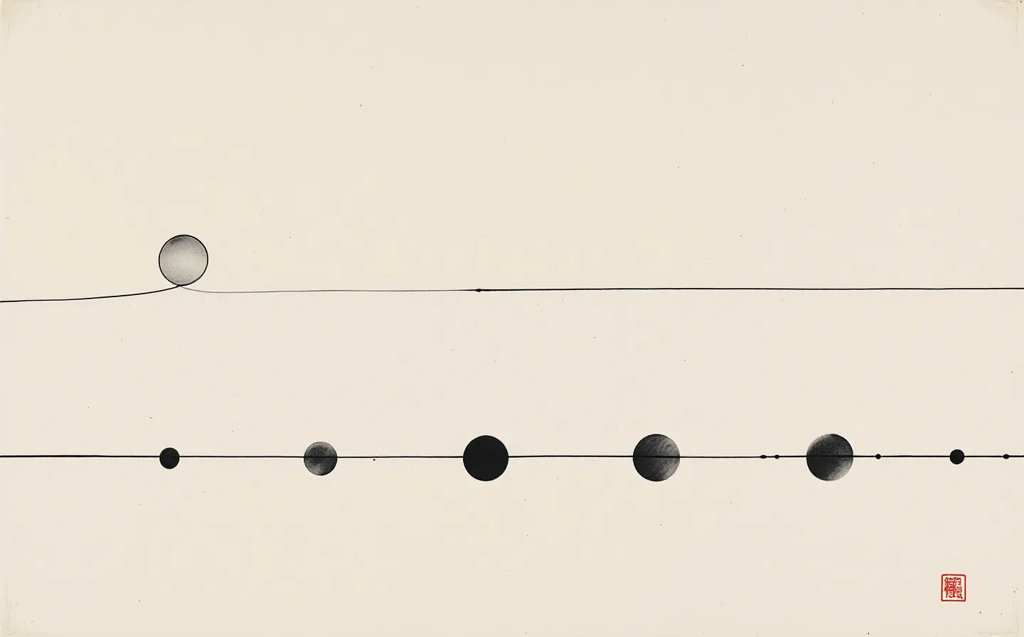 Plate IV: two stacked sumi-e + isometric dosing-rhythm compositions contrasting DAC (one circle) and no-DAC (eight circles) on a baseline scaffold, with vermillion seals on rice paper